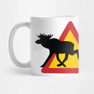 Moose traffic sign in Sweden Mug